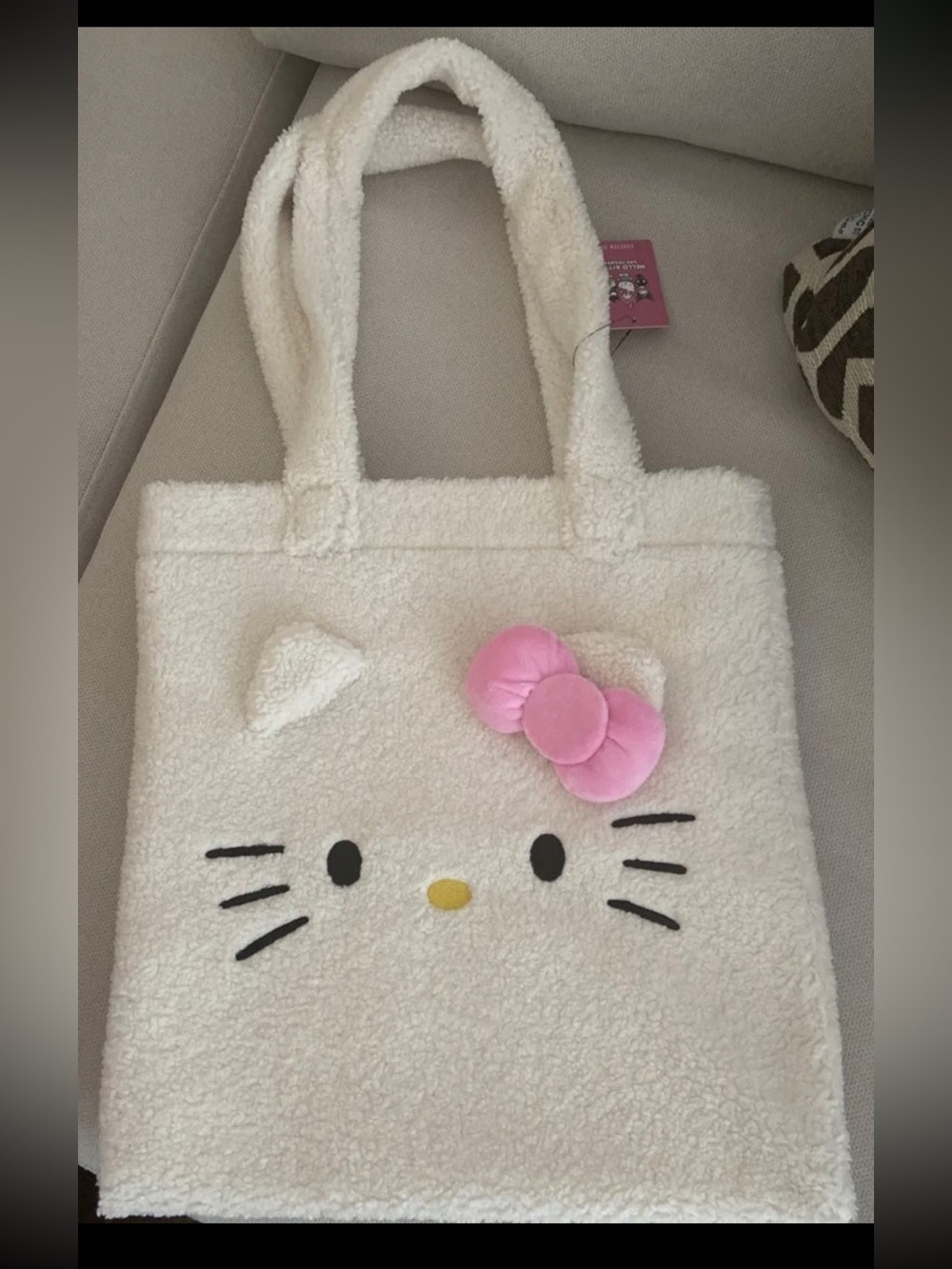 New Hello Kitty & Friends Big Travel Tote Bag Purse White Cozy Fuzzy Forever 21